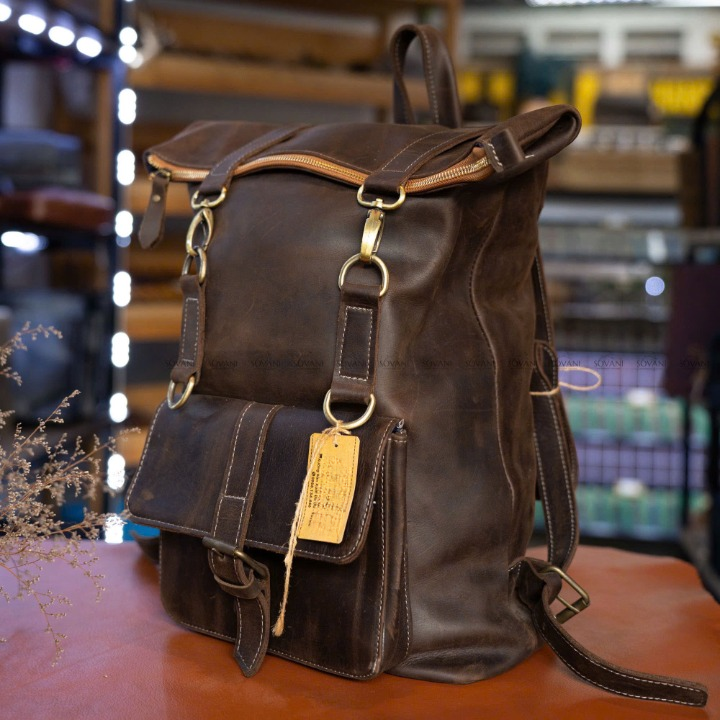 Balo Da Bò Sáp HANDMADE Chứa Laptop Đa Chức Năng TUDA BPL417