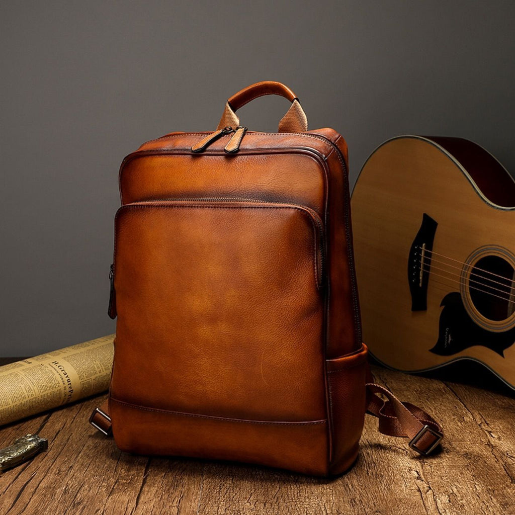 Balo Da Bò VEG Patina Ý Cao Cấp Đựng Laptop & Du Lịch Đa Chức Năng BPL381