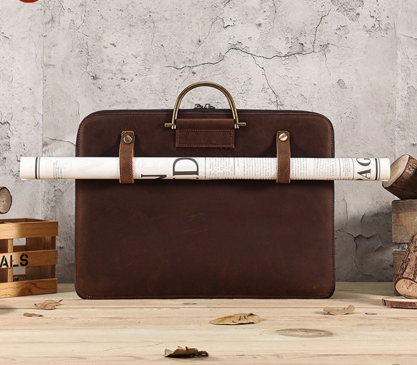 Cặp Xách Tay Da Bò Sáp Cao Cấp Đựng Laptop Bussiness Men TUDA SBM386