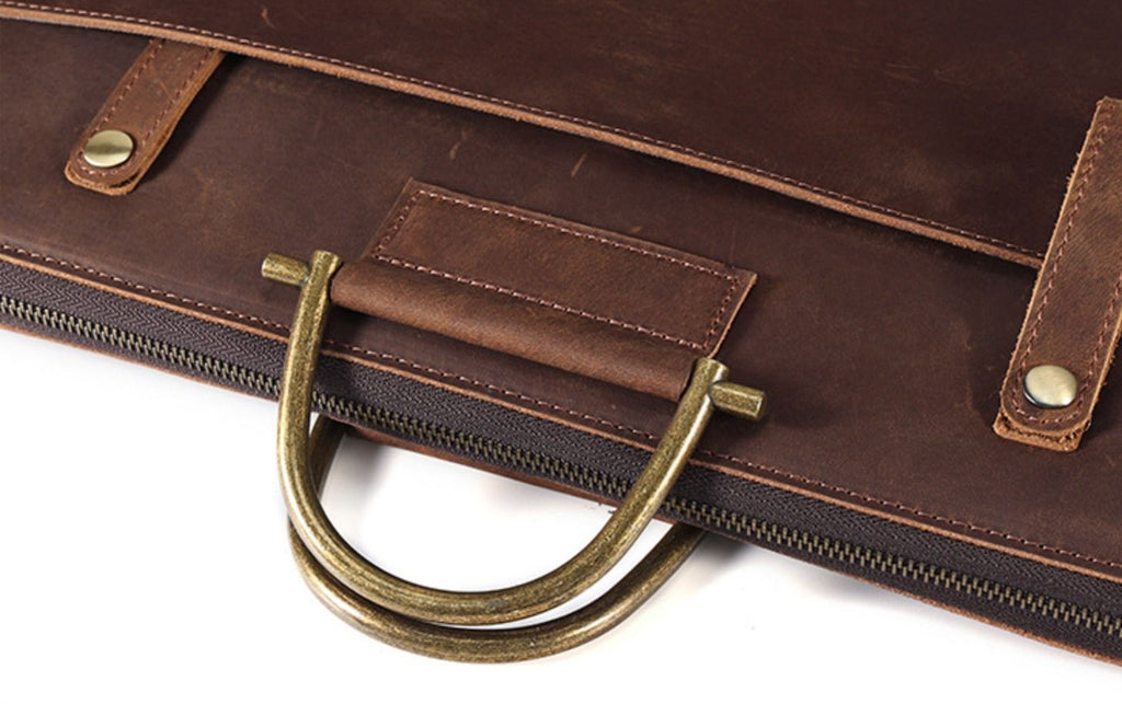 Cặp Xách Tay Da Bò Sáp Cao Cấp Đựng Laptop Bussiness Men TUDA SBM386