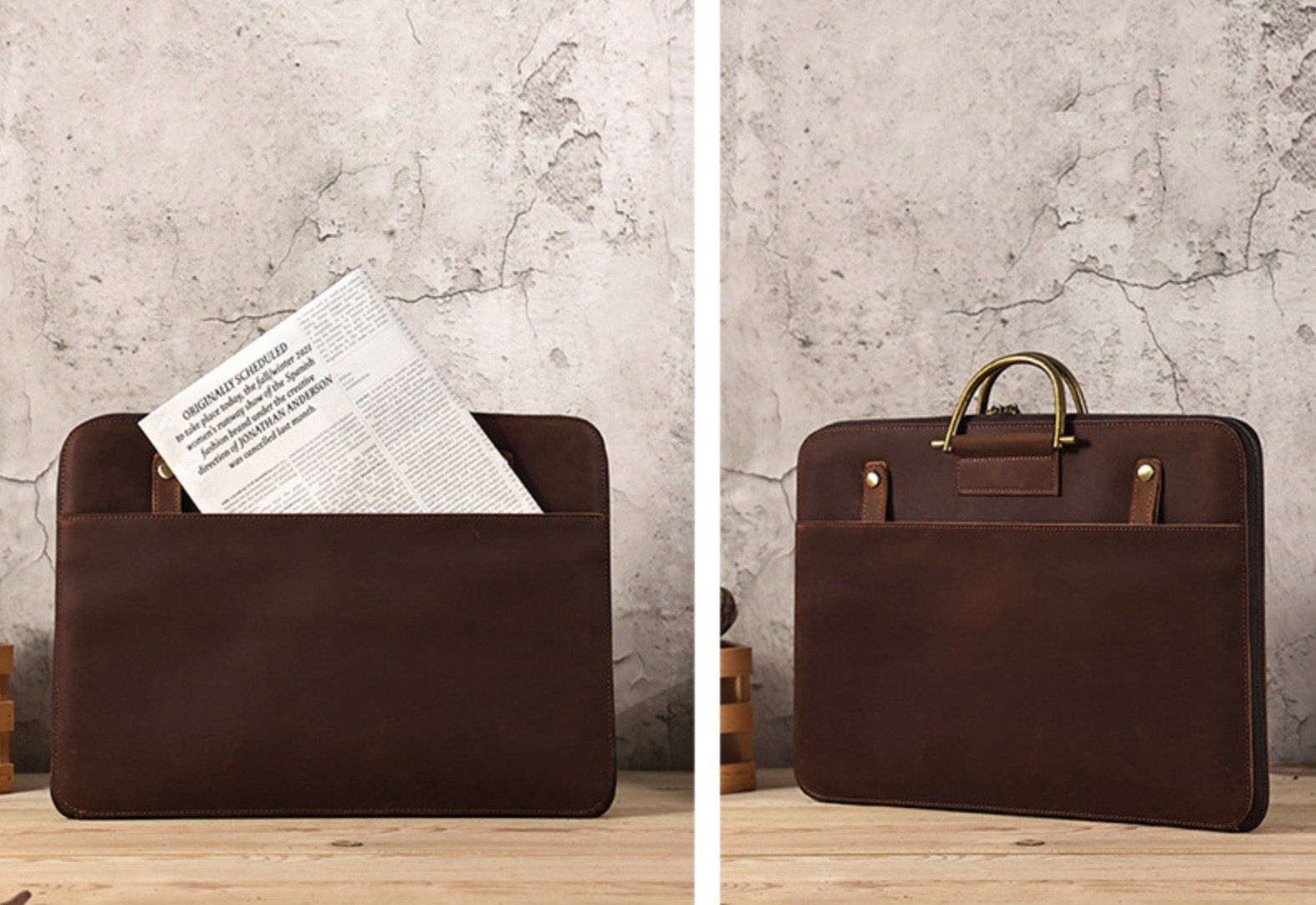 Cặp Xách Tay Da Bò Sáp Cao Cấp Đựng Laptop Bussiness Men TUDA SBM386