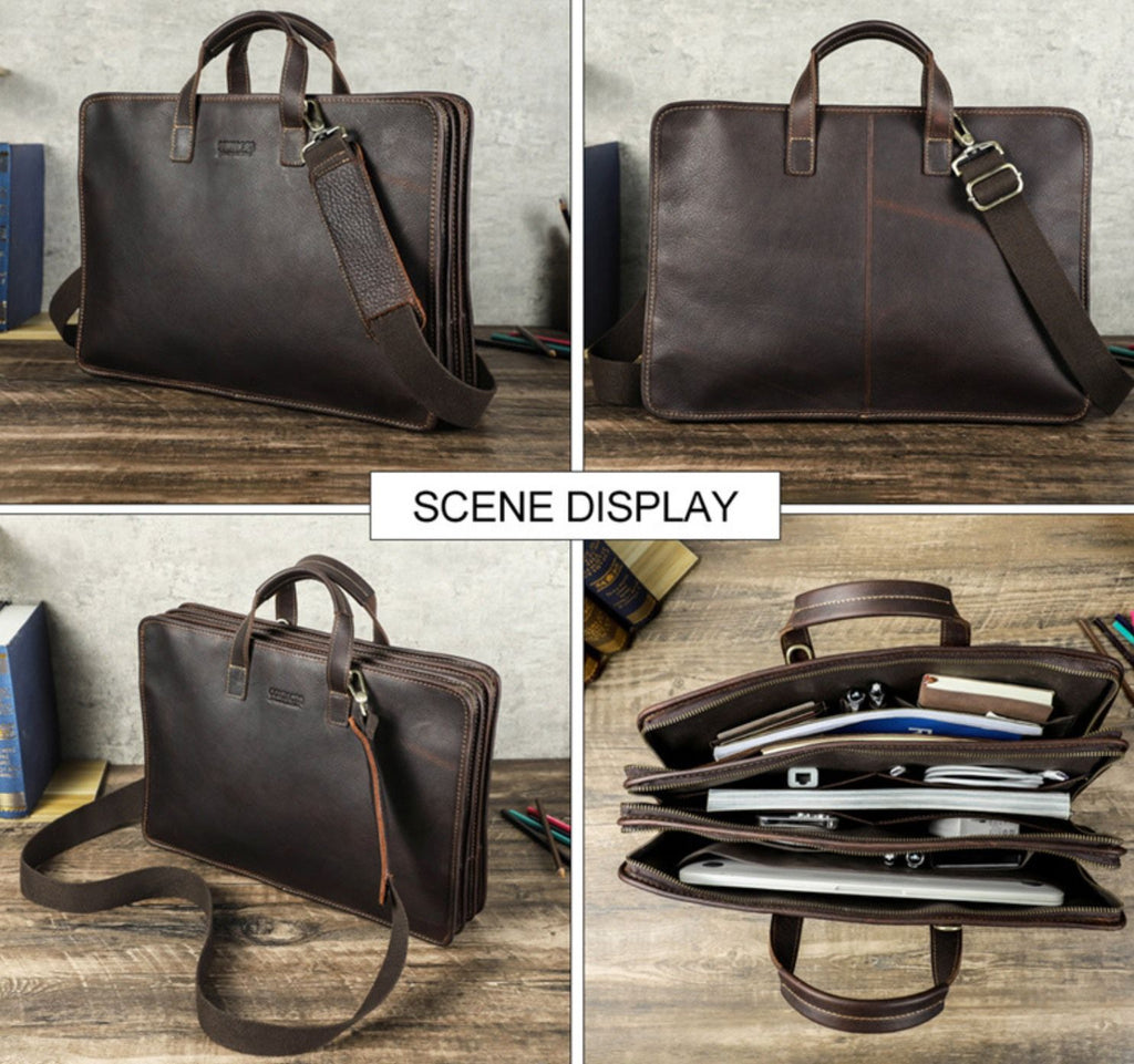 Cặp Công Sở Nam Nhiều Ngăn Bằng Da Nguyên Hạt Black Angel TUDA SBM408