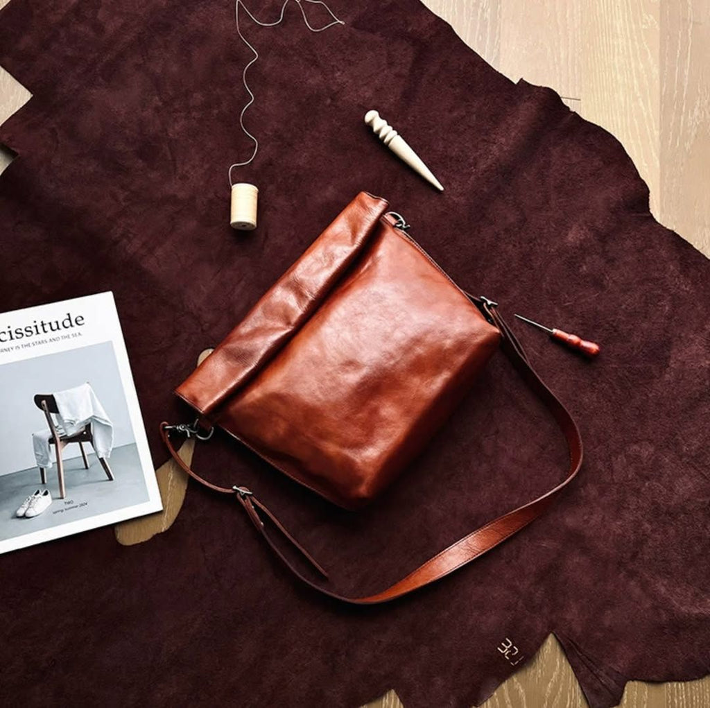 Túi Xách Da Bò VEG Patina Italy Cao Cấp Đựng Laptop & Hồ Sơ GAKKE SBM401