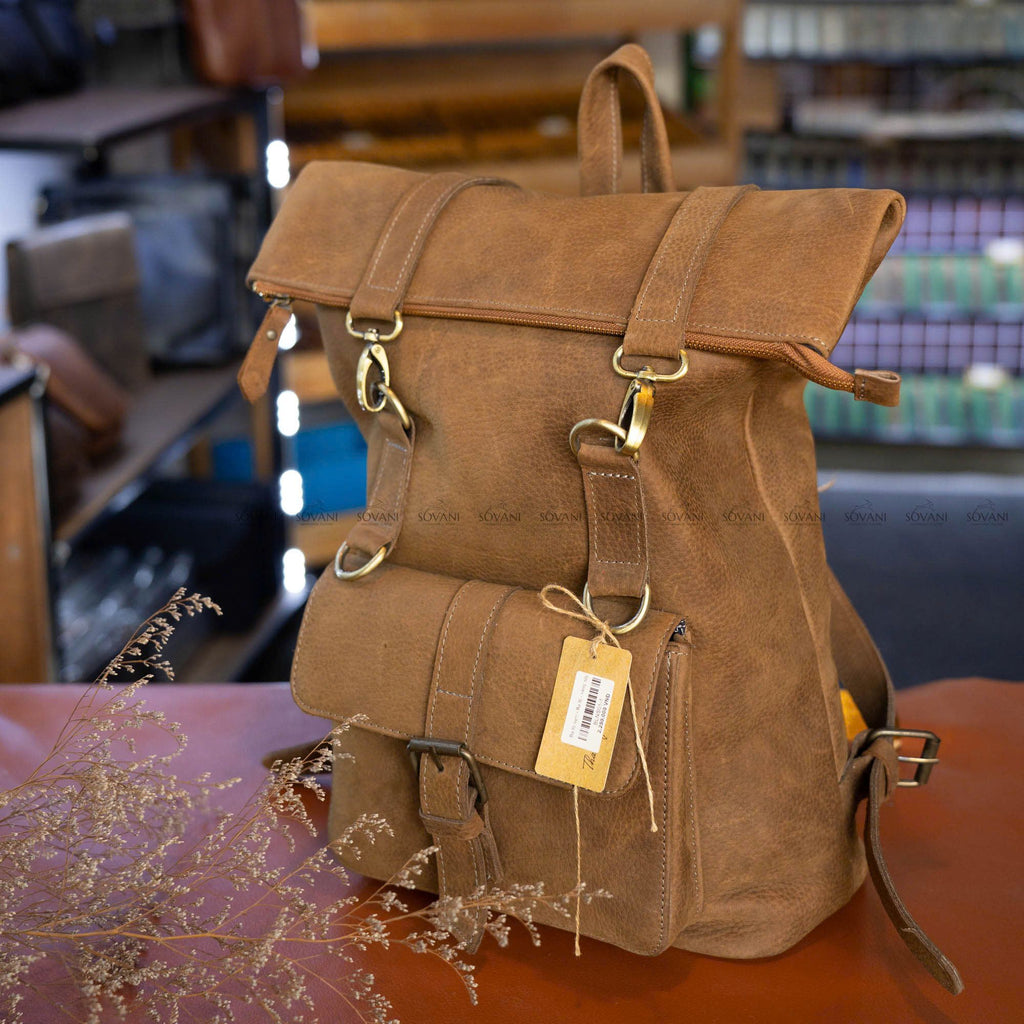 Balo Da Bò Sáp HANDMADE Chứa Laptop Đa Chức Năng TUDA BPL417