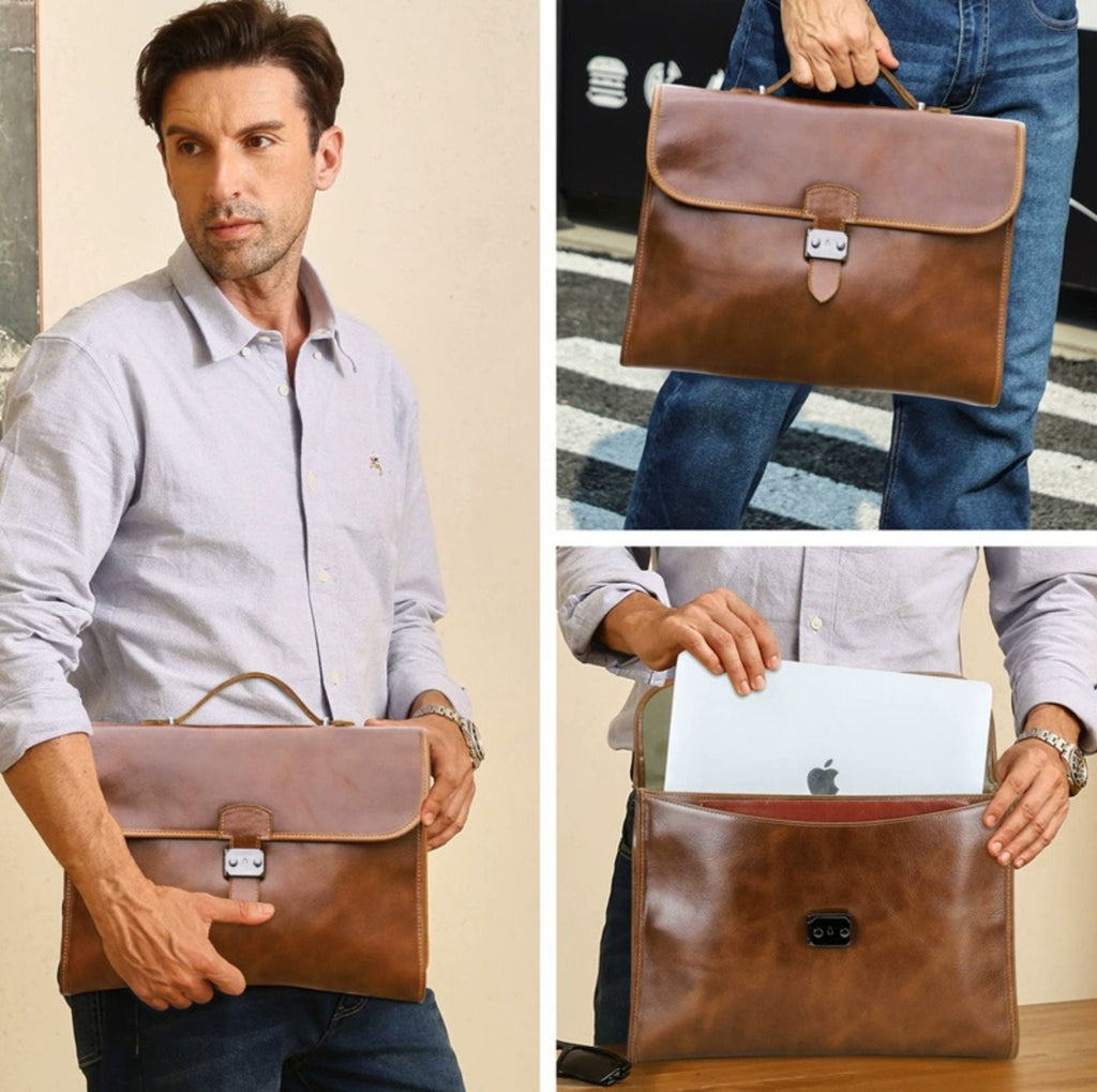 Cặp Da Thật Xách Tay Cao Cấp Đựng Laptop & Hồ Sơ TUDA SBM421