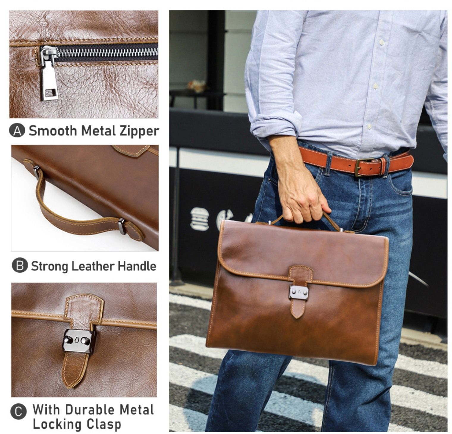 Cặp Da Thật Xách Tay Cao Cấp Đựng Laptop & Hồ Sơ TUDA SBM421