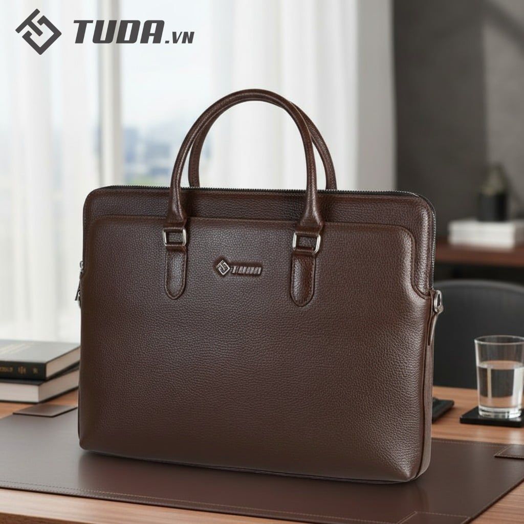 Cặp Da Bò Hạt Italy Handmade Công Sở & Doanh Nhân Phong Cách Sang Trọng TUDA SBM423