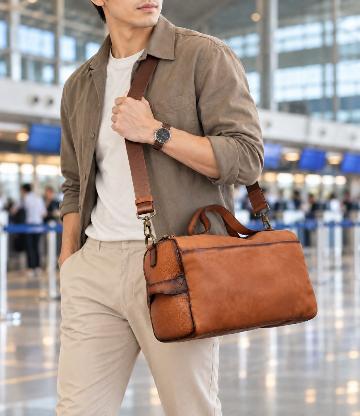 Túi Du Lịch Da Bò VEG Phong Cách Cổ Điển Âu Mỹ Đa Chức Năng TUDA TBL434