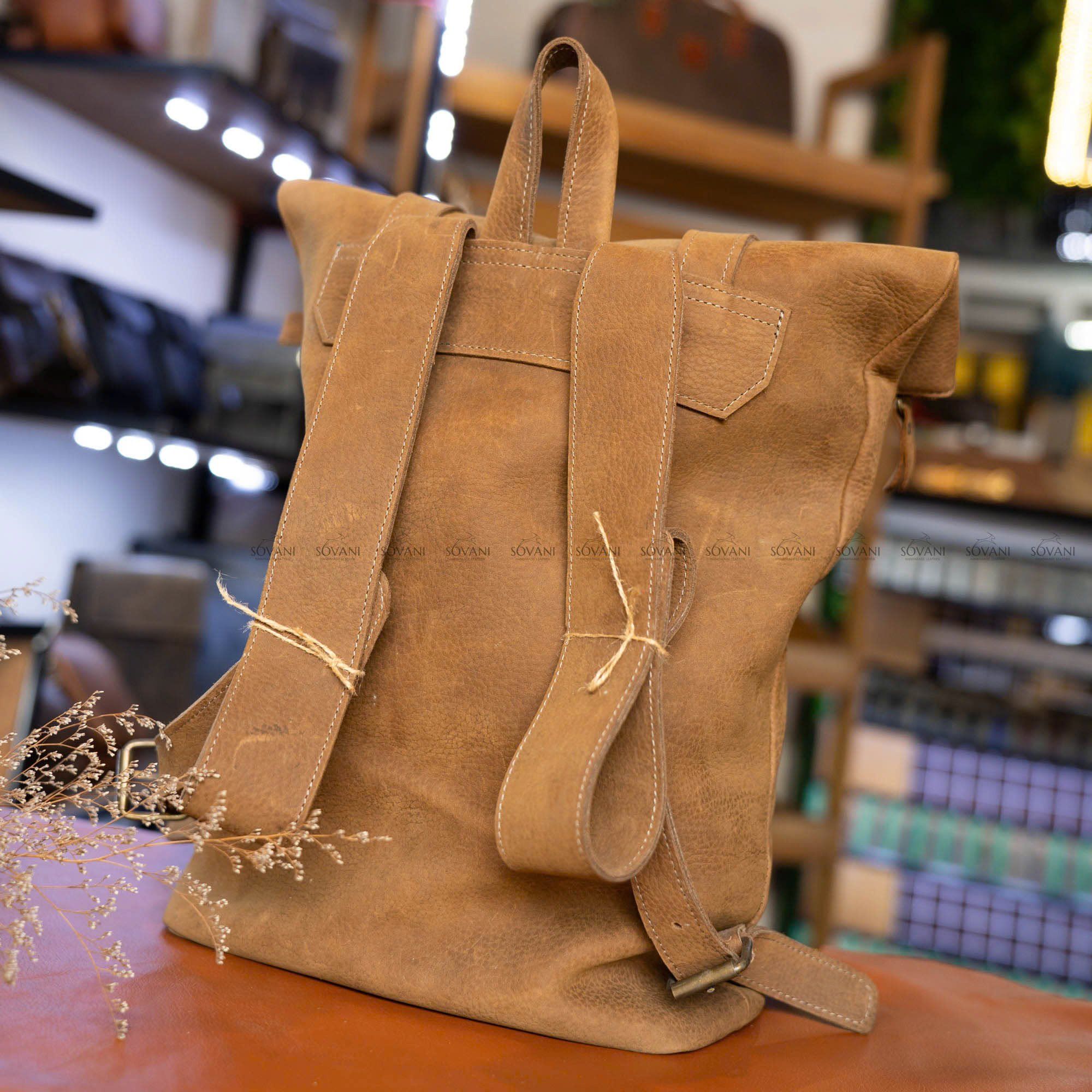 Balo Da Bò Sáp HANDMADE Chứa Laptop Đa Chức Năng TUDA BPL417