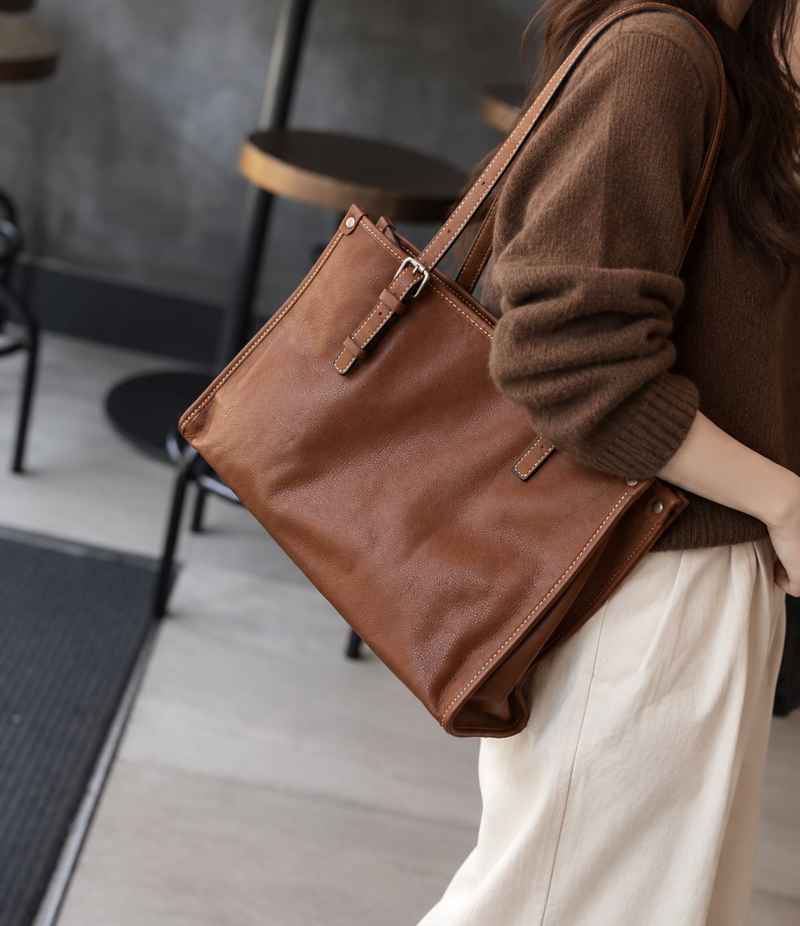 Túi TOTE Da Thật VINTAGE Dành Cho Nữ , Đa Năng Xách Tay & Công Sở SBM435