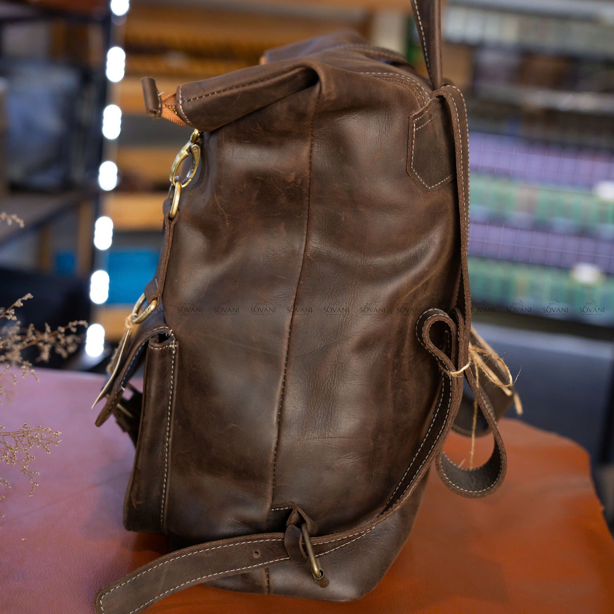 Balo Da Bò Sáp HANDMADE Chứa Laptop Đa Chức Năng TUDA BPL417