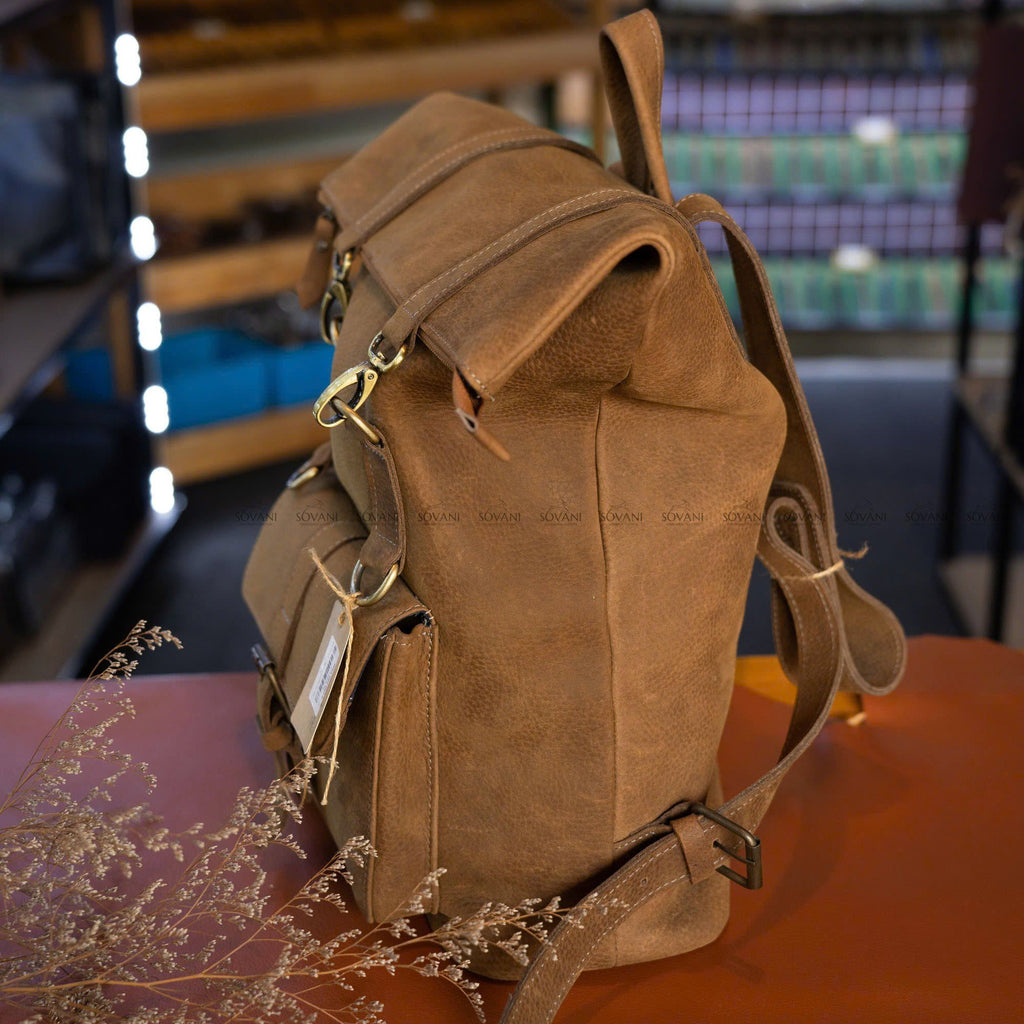 Balo Da Bò Sáp HANDMADE Chứa Laptop Đa Chức Năng TUDA BPL417