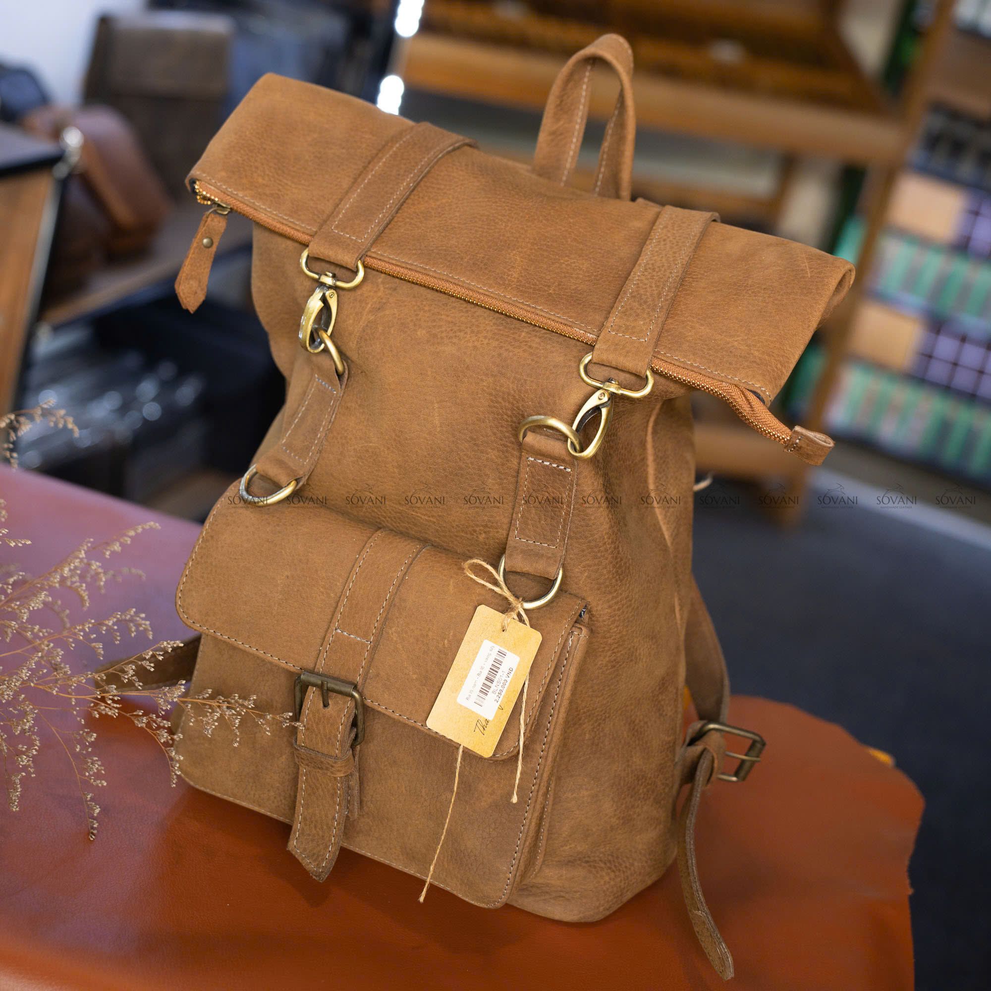 Balo Da Bò Sáp HANDMADE Chứa Laptop Đa Chức Năng TUDA BPL417