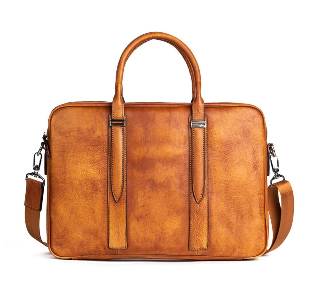Cặp Da Bò Công Sở Da VEG Patina Ý Cao Cấp Xách Tay Đựng Laptop Bussiness Men SBM258