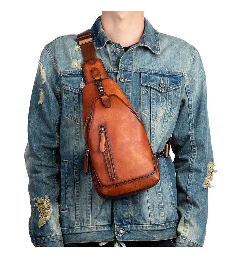 Túi Da Bò VEG Patina Ý Cao Cấp Đeo Chéo Trước Ngực VINTAGE SBM245