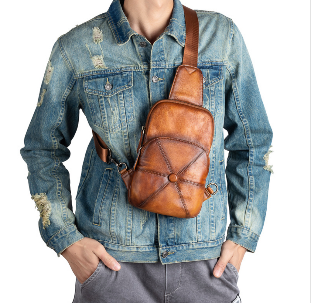 Túi Da Bò VEG Italy Cao Cấp Đeo Chéo Trước Ngực VINTAGE SBM246