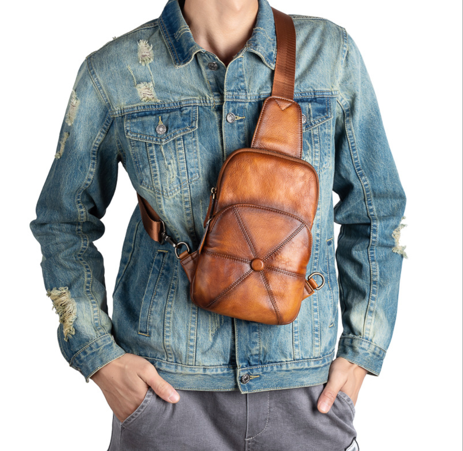 Túi Da Bò VEG Italy Cao Cấp Đeo Chéo Trước Ngực VINTAGE SBM246