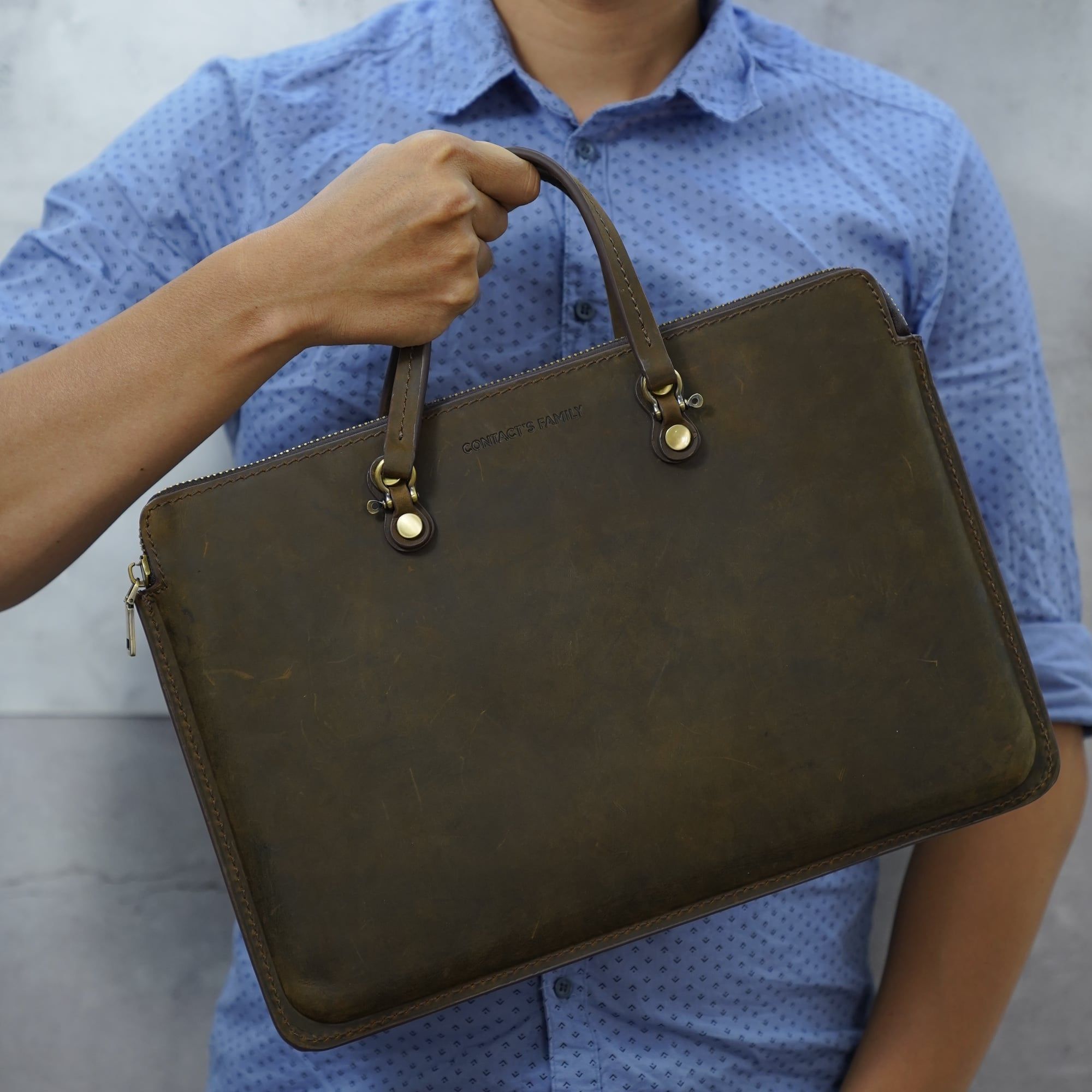 Cặp Da Doanh Nhân Da Bò Sáp Nhập Khẩu Xách Tay Đựng Laptop & Hồ Sơ Classic Edition SBM232