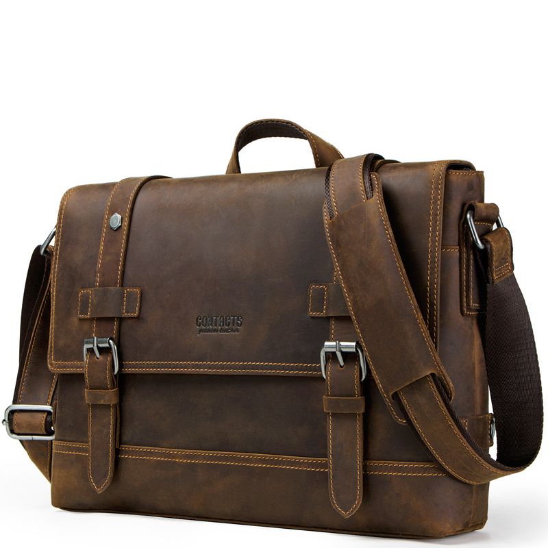 Cặp Da Bò Sáp Nhập Khẩu Đeo Chéo Đựng Laptop VINTAGE SBM230