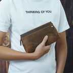 CLUTCH Cầm Tay Da Bò Sáp Nhập Khẩu VINTAGE CLH221