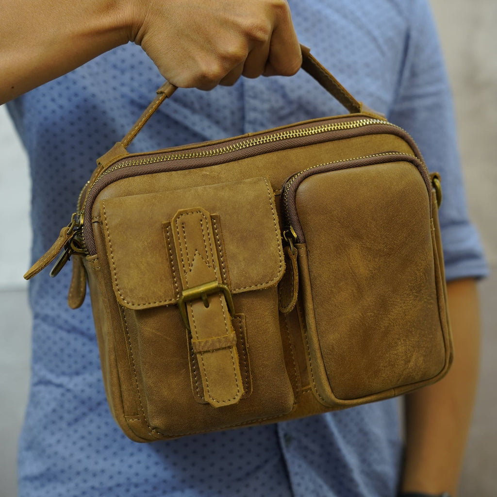 Túi Da Bò Thật RETRO Đeo Chéo & Xách Tay Đựng IPad SBM223