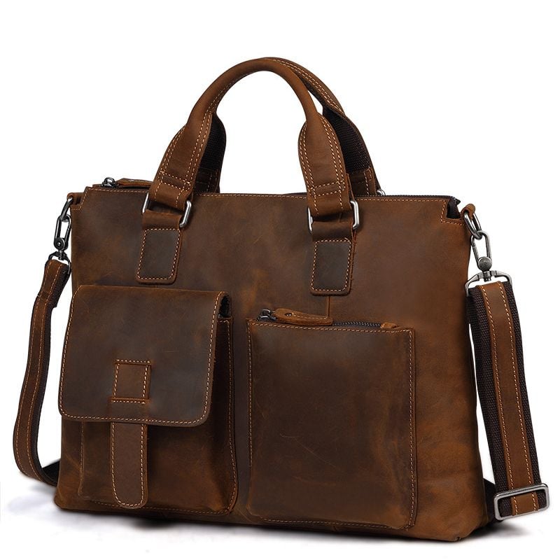 Cặp Da Bò Thật Đựng Laptop Phong Cách Cổ Điển SBM224