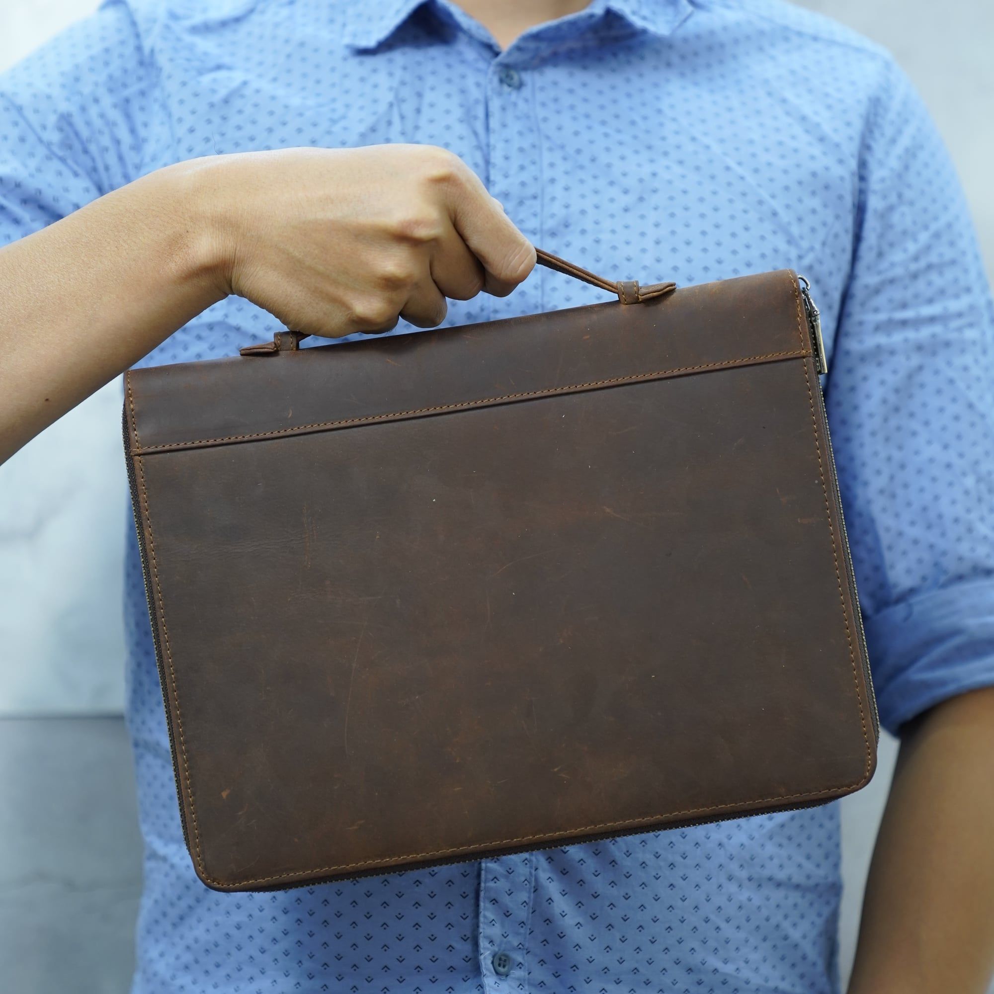 Cặp Da Bò Thật Cầm Tay Đa Năng RETRO, Phong Cách Doanh Nhân CLH212