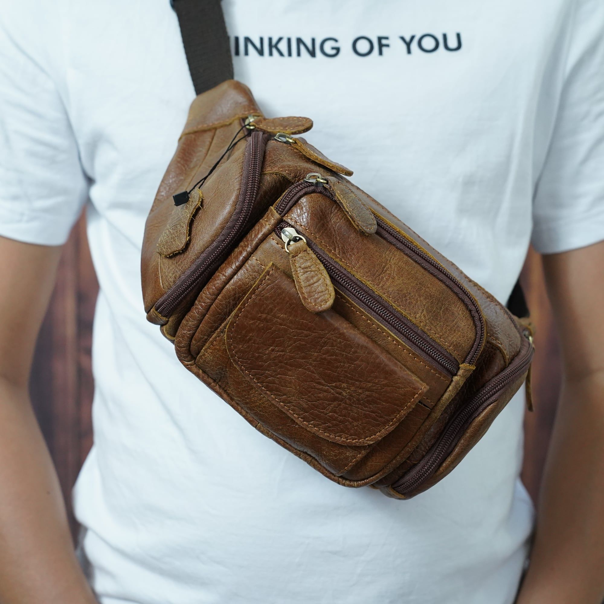 Túi Da Bò Thật VINTAGE Đeo Chéo Ngực Và Thắt Lưng SBM215