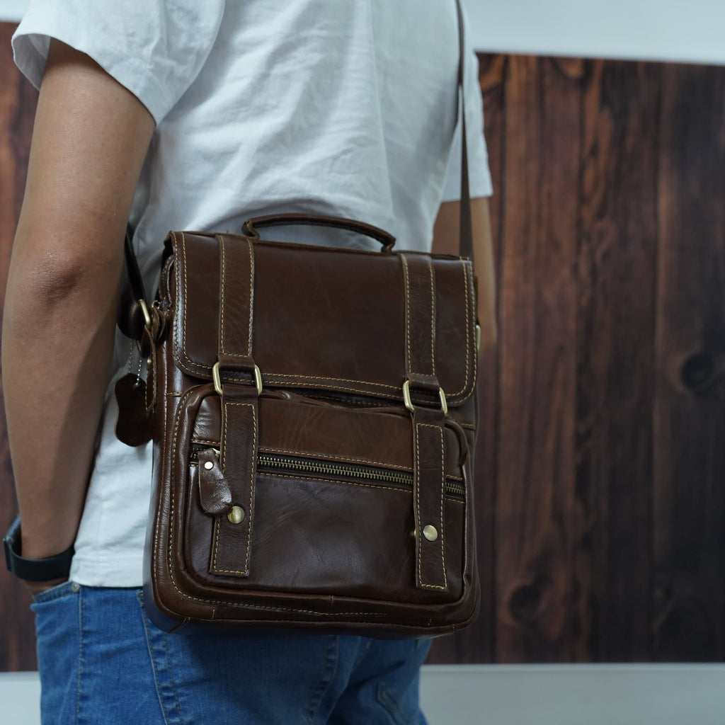 Túi Da Bò Thật RETRO Đeo Chéo & Xách Tay Đựng IPad SBM207