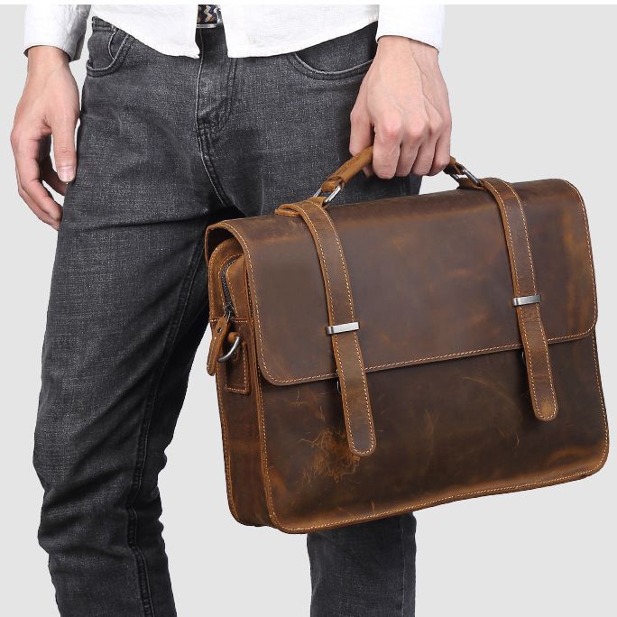 Cặp Da Thật Xách Tay Đựng Laptop Classic Style SBM199