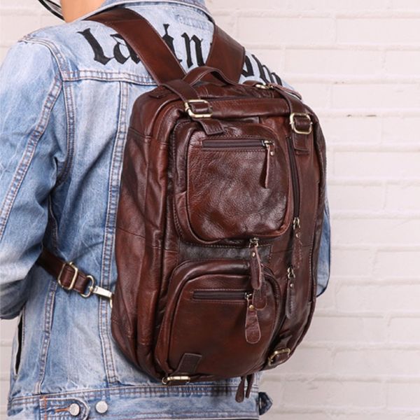 Cặp Da Bò Thật Đa Chức Năng Đựng Laptop Phong Cách VINTAGE BPL158