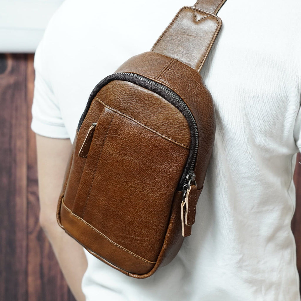 Túi da thật đeo chéo trước ngực unisex SBM145