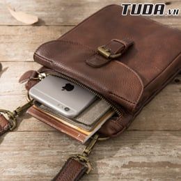 Túi da bò thật đeo chéo nhỏ gọn Berry & Ken RETRO - Classic edition SBM118