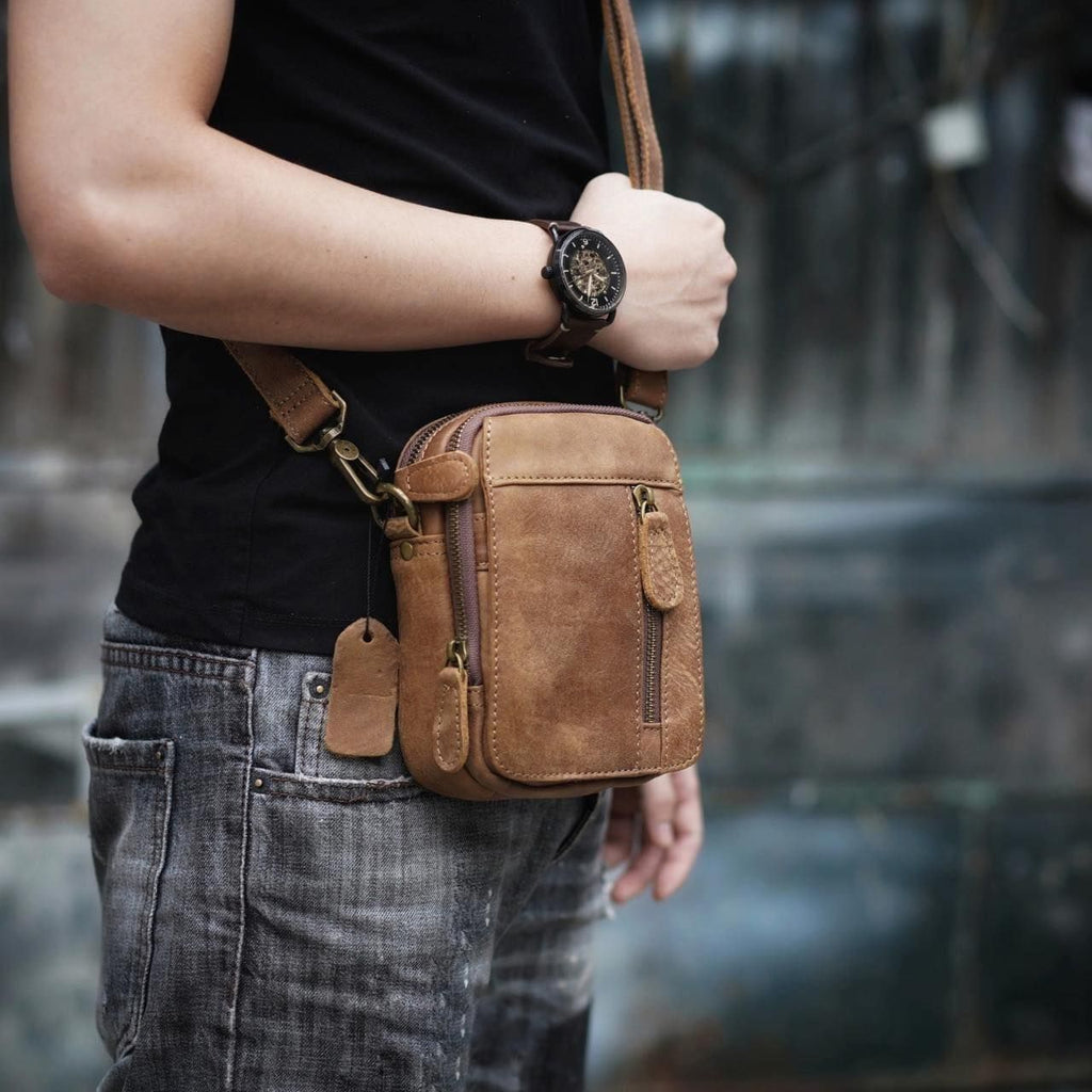 Túi da bò thật Berry & Ken RETRO mini nhỏ gọn Classic edition SBM103