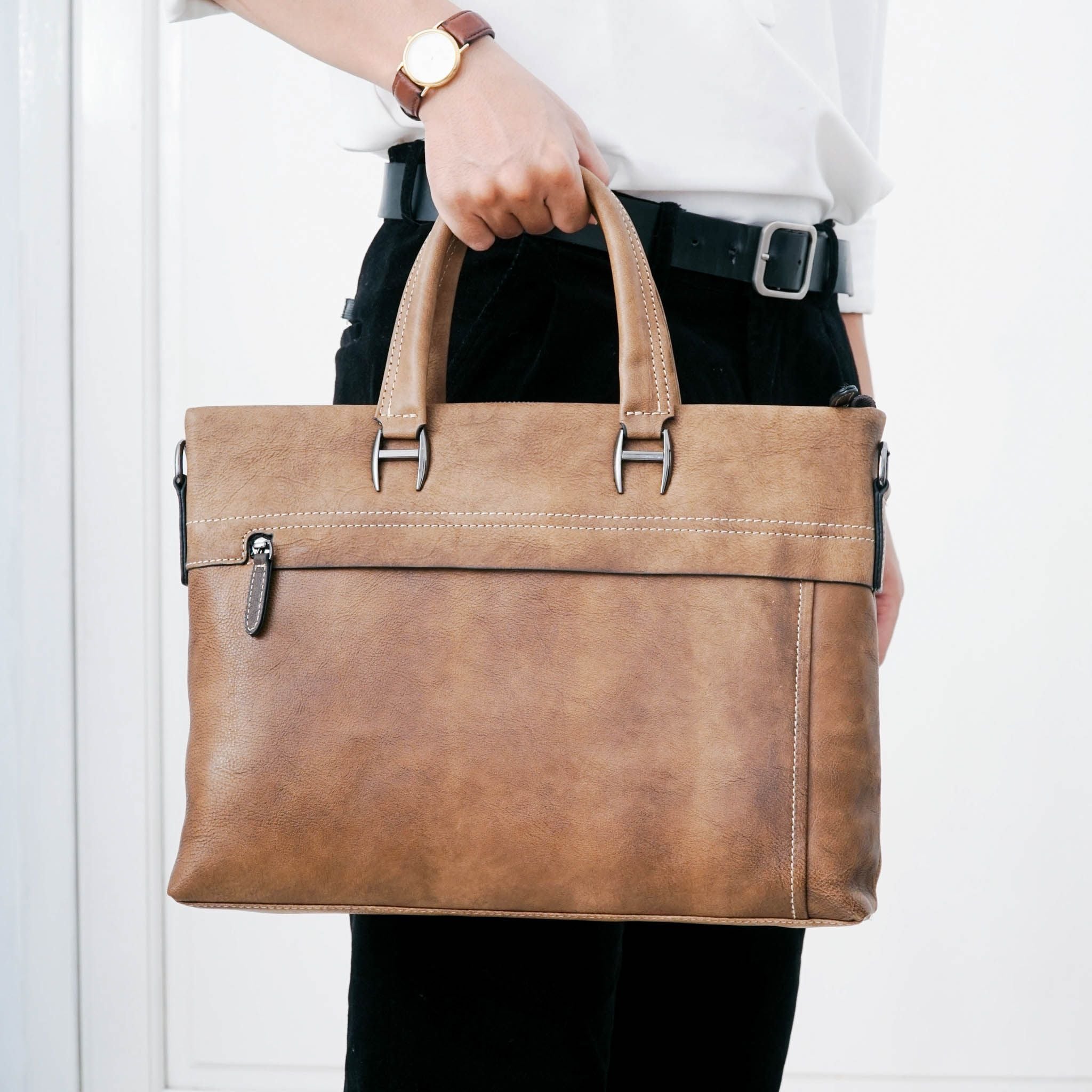 Cặp công sở Da Bò VEG Nhập Khẩu Retro chứa laptop Business Edition SBM96