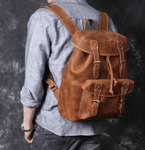 Balo Da Bò Sáp VINTAGE Chứa Laptop Đa Chức Năng BPL341