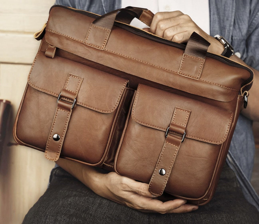 Cặp Da Công Sở Da Bò Thật Đựng Laptop SBM294