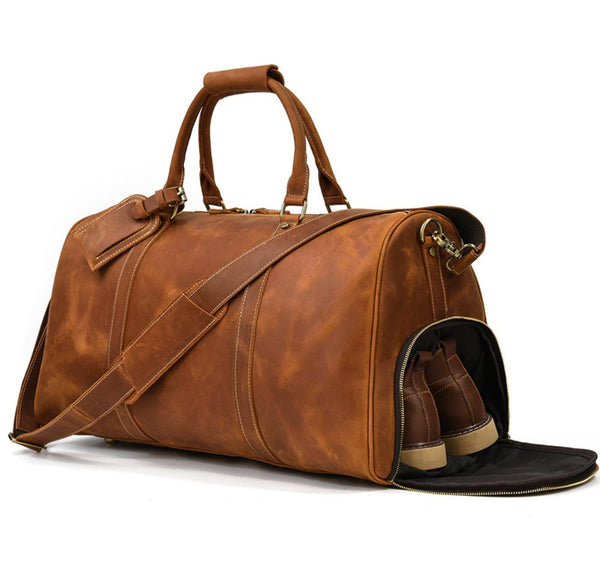 Túi Du Lịch Đa Năng Da Bò Sáp Nhập Khẩu Có Ngăn Chứa Giầy TUDA TBL306