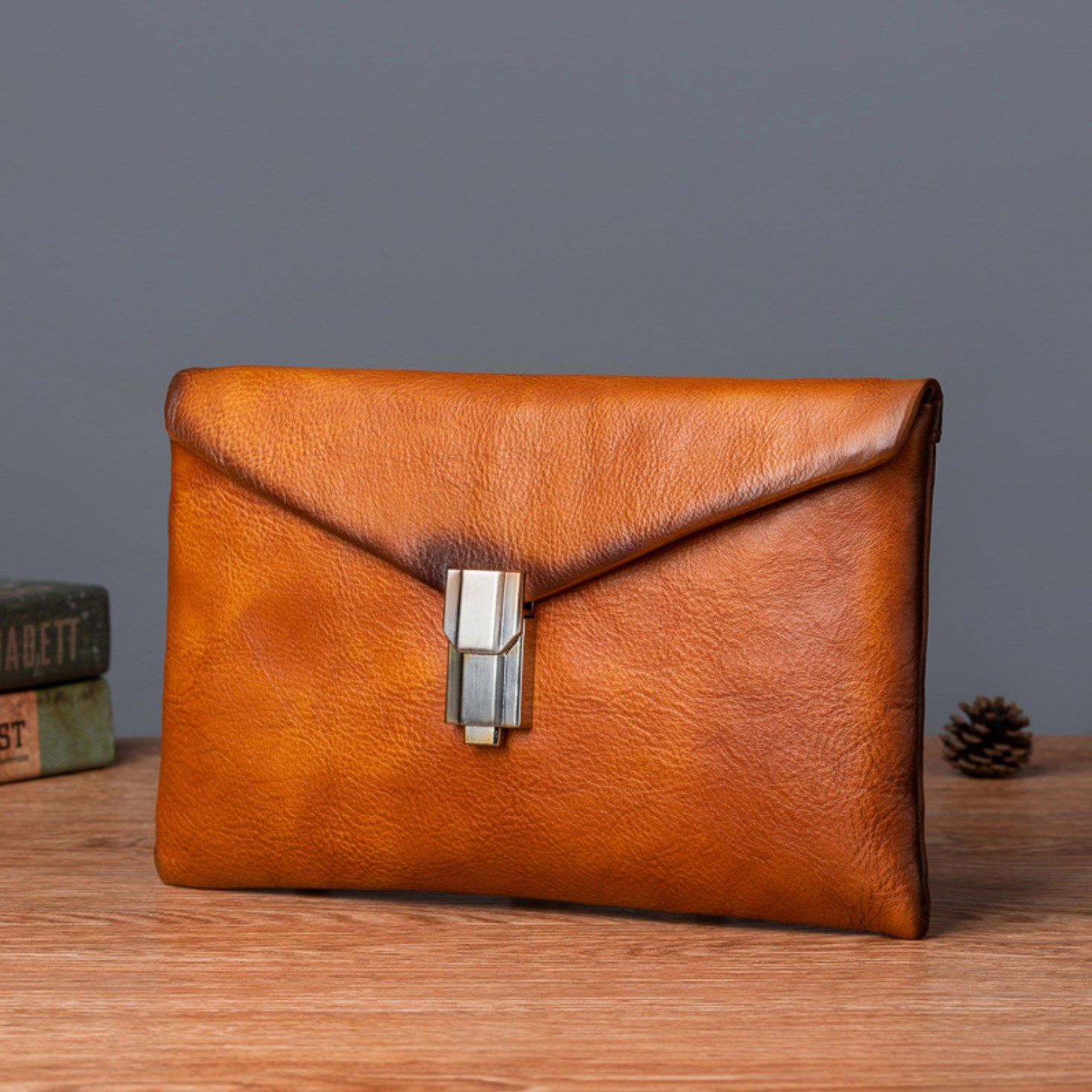 Ví Cầm Tay CLUTCH Nam Da Bò VEG Patina Ý Nhập Khẩu CLH283