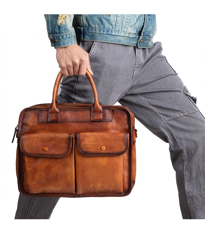 Cặp Da Bò Công Sở Da VEG Patina Ý Cao Cấp Xách Tay Đựng Laptop Bussiness Men TUDA SBM253