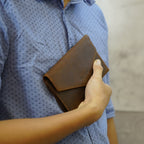 Ví Cầm Tay Da Bò Sáp Nhập Khẩu HUMERPAUL VINTAGE W236