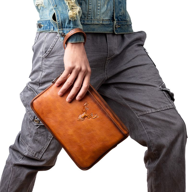 Ví Cầm Tay CLUTCH Nam Da Bò VEG Patina Ý Nhập Khẩu CLH165