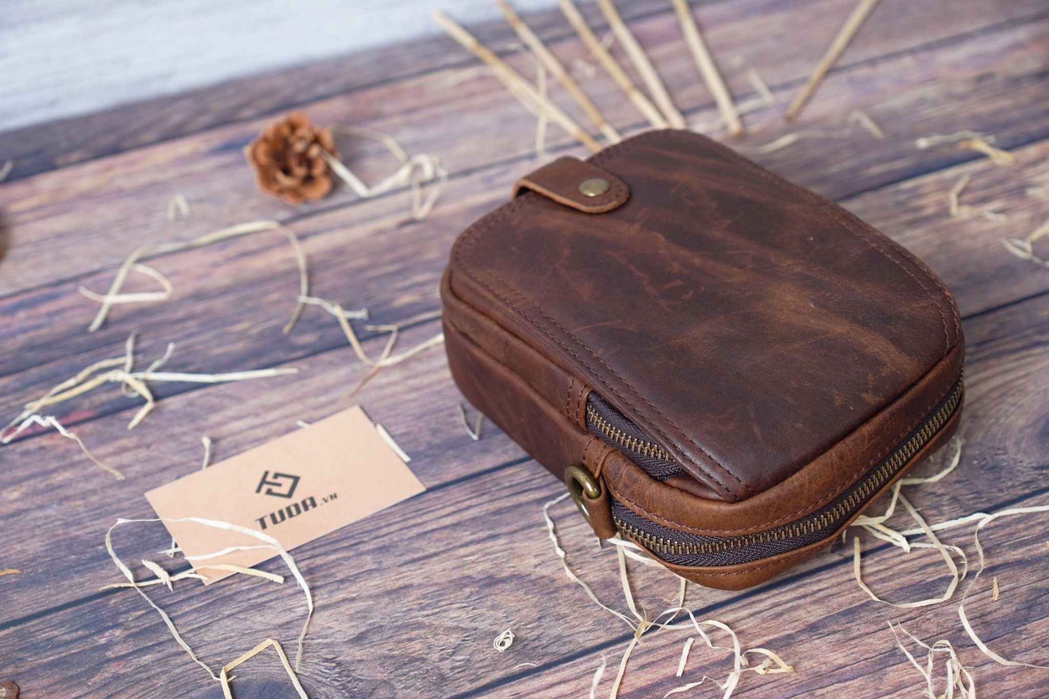 Túi da bò thật nhỏ gọn Berry & Ken RETRO - Classic edition SBM113