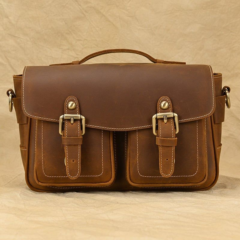 Túi Hộp Da Bò Sáp Italy đựng máy ảnh Đeo Chéo & Xách Tay Cổ Điển SBM353