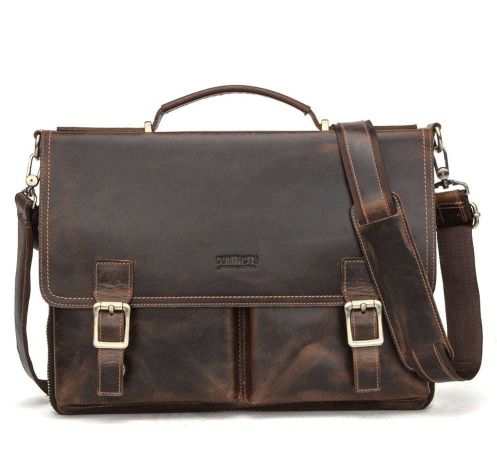 Cặp Doanh Nhân Công Sở Da Bò Sáp Nhập Khẩu Đeo Chéo Đựng Laptop VINTAGE SBM288