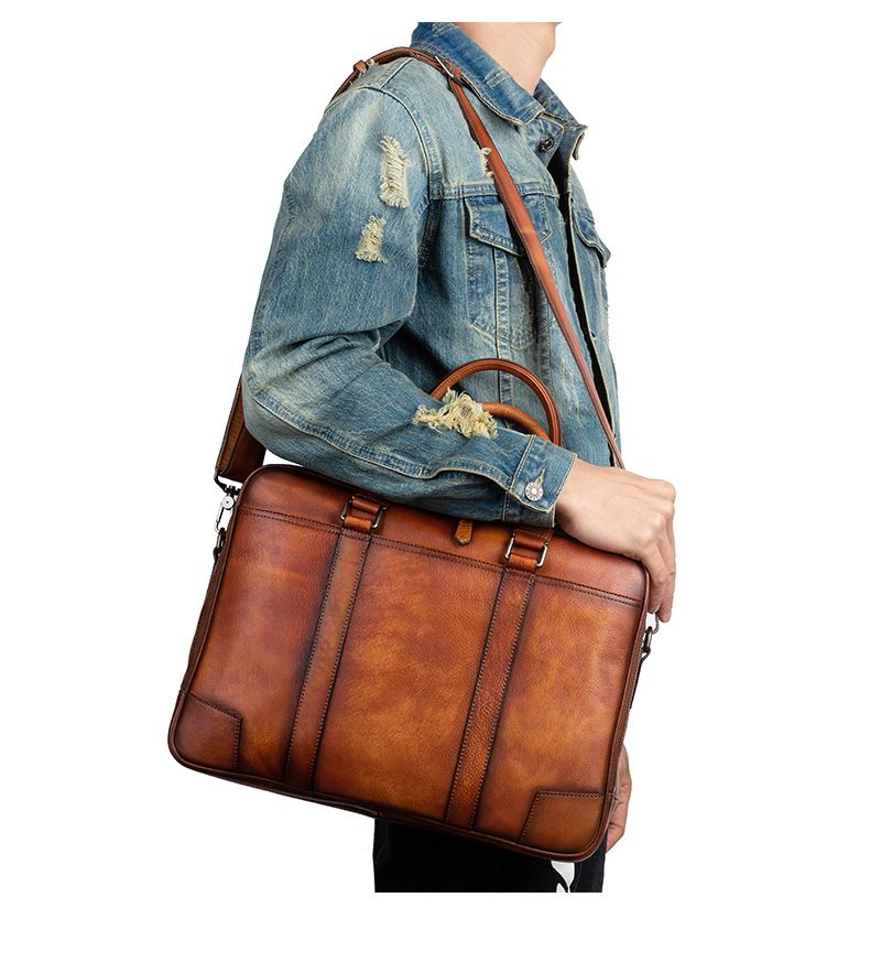 Cặp Da Bò VEG Italy Cao Cấp Xách Tay Đựng Laptop & Hồ Sơ Bussiness Men SBM244