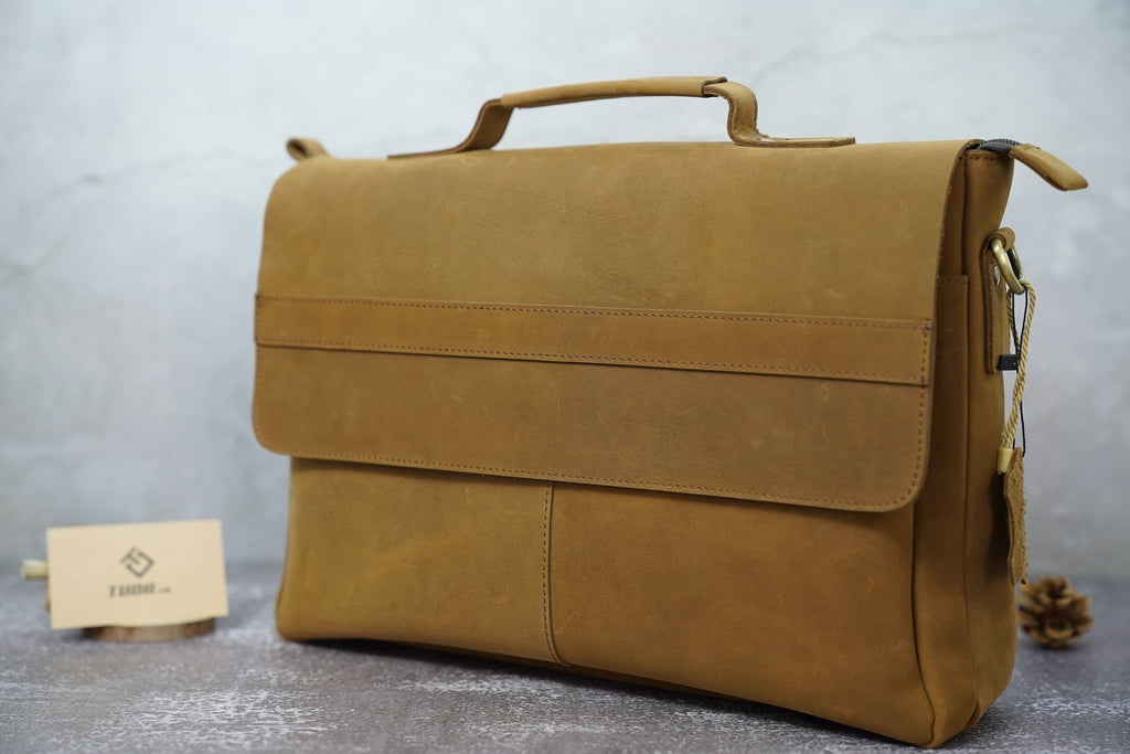 Cặp Xách Tay Da Bò Thật Đựng Laptop Bussiness Men SBM241