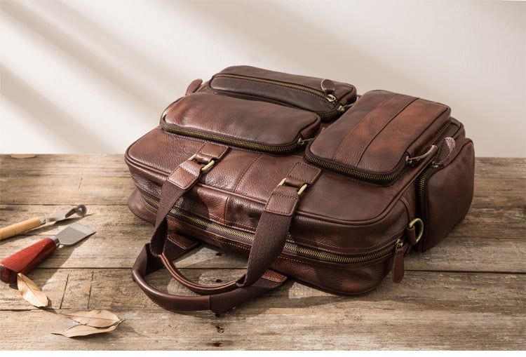 Cặp Da Bò Thật Đựng Laptop Phong Cách Cổ Điển SBM238