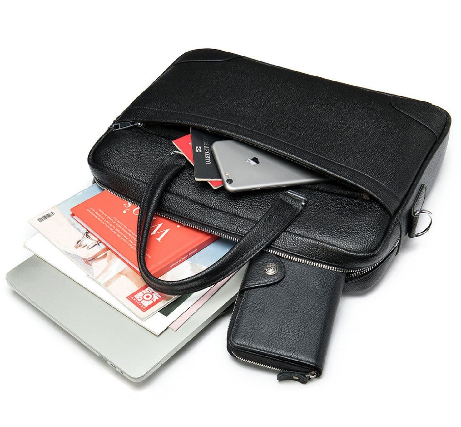 Cặp Xách Tay & Đeo chéo Da Bò Thật Đựng Laptop Bussiness Men SBM234