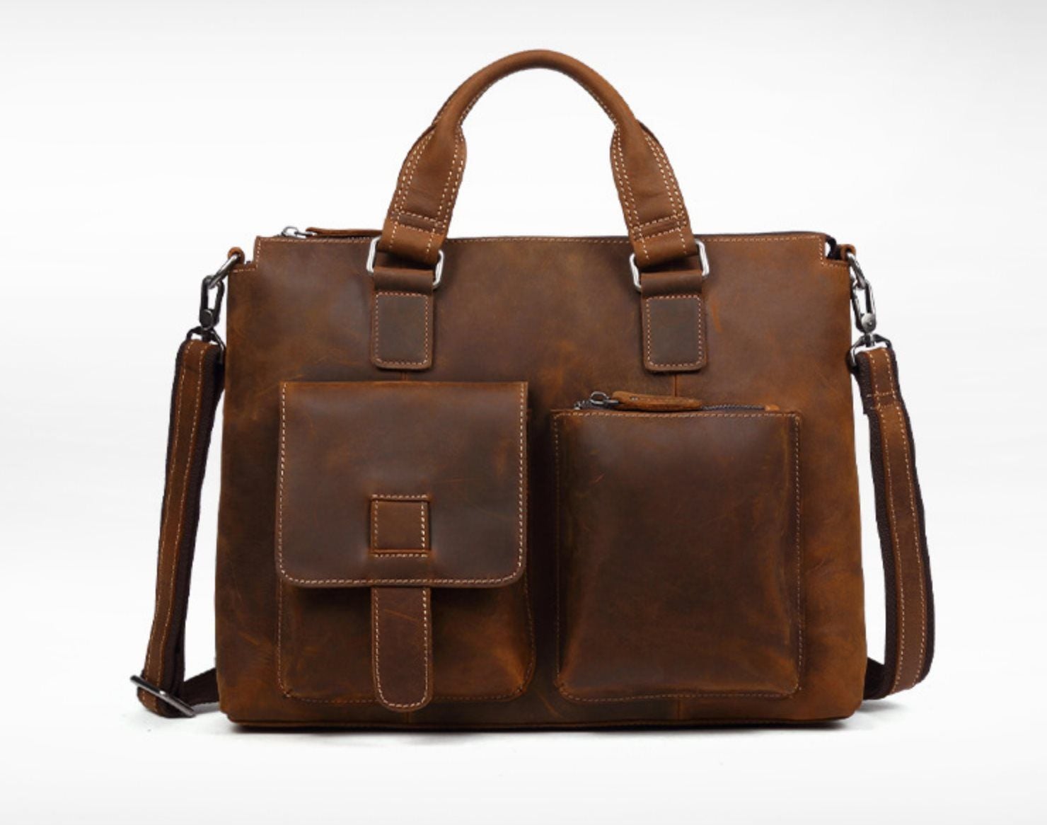 Cặp Da Bò Thật Đựng Laptop Phong Cách Cổ Điển SBM224